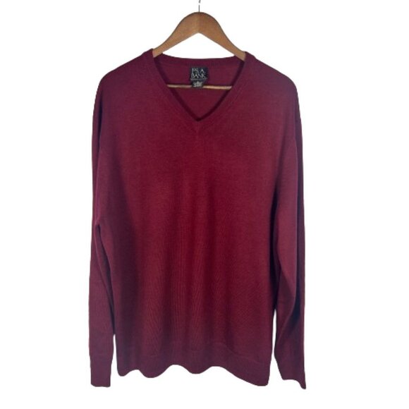 Jos A Bank Mens Merino Wool Pullover‎ Sweater XL Maroon Red Executive Collection - Picture 1 of 7